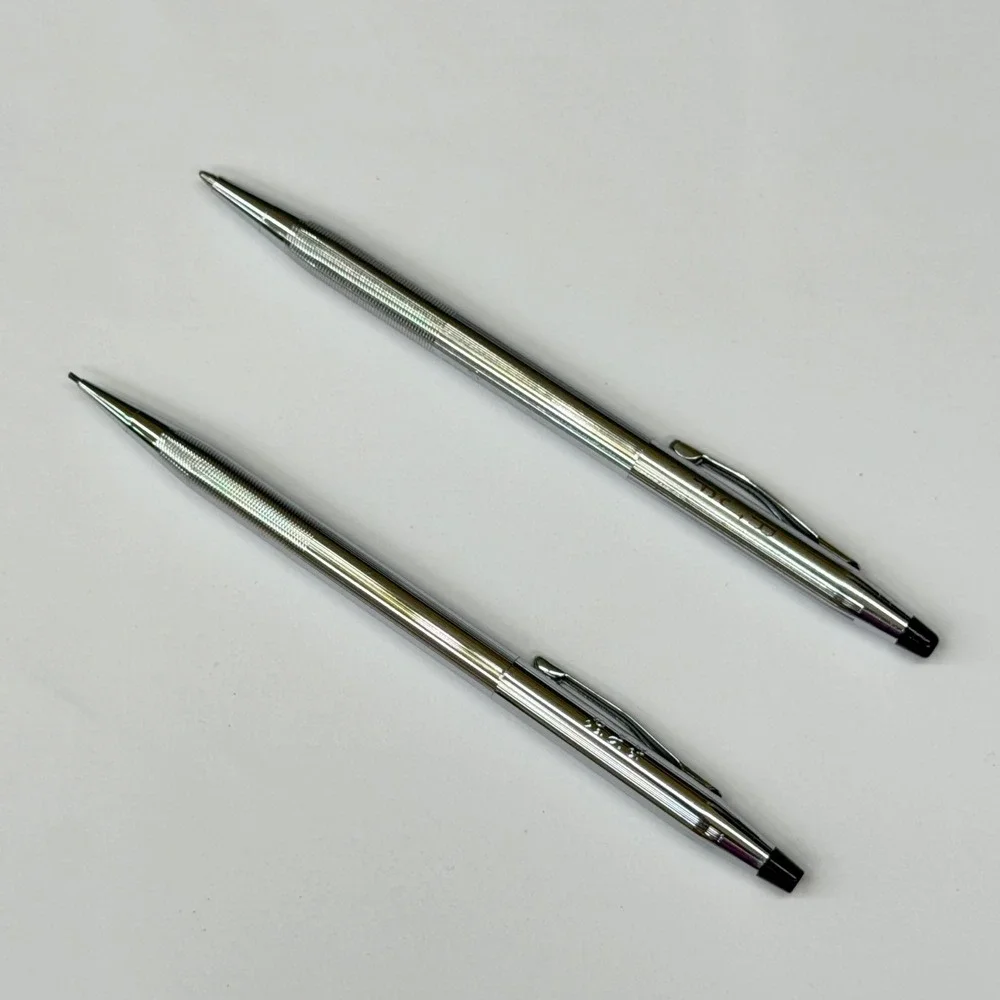 Vintage Cross Century Lustrous Chrome Ballpoint Pen and Pencil Set RJF USA